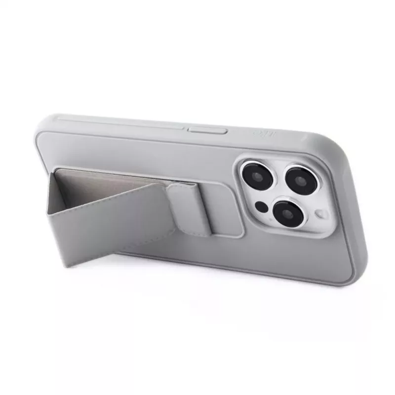 iLike Apple iPhone 15 Pro silikónové puzdro so stojanom strieborná