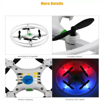 iLike Phantom Quadcopter dron 360° (HC615) s diaľkovým ovládaním 2,4 GHz, USB nabíjanie, 6-osový gyroskop, 4 kanály - biela