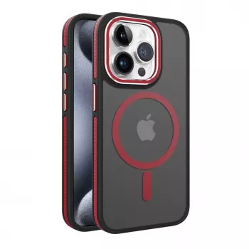 iLike Apple iPhone 15 Pro Max Dual Metal Frame Magsafe puzdro červená