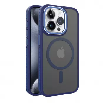 iLike Apple iPhone 15 Dual Metal Frame MagSafe puzdro modrá