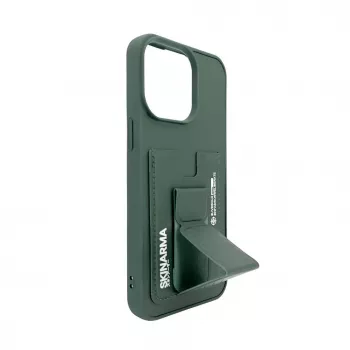 iLike Apple iPhone 15 Pro Max Leather Hidden Pocket Stand Cover zelené