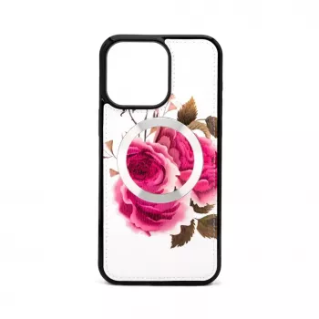 Evelatus Apple iPhone 14 Pro kožené puzdro dizajn zipsu kvet biele
