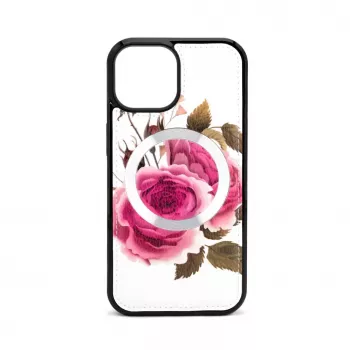 Evelatus Apple iPhone 15 kožené puzdro dizajn zipsu kvet biele