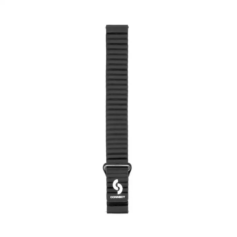Connect 20mm magnetický kožený silikónový slučkový remienok s plochou sponou (130mm M/L) čierna