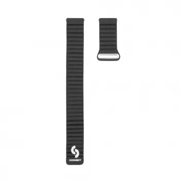 Connect 20mm magnetický kožený silikónový slučkový remienok s plochou sponou (130mm M/L) čierna