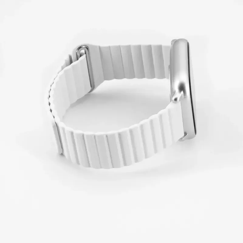 Connect 20mm magnetický kožený silikónový slučkový remienok s plochou sponou (130mm M/L) biela