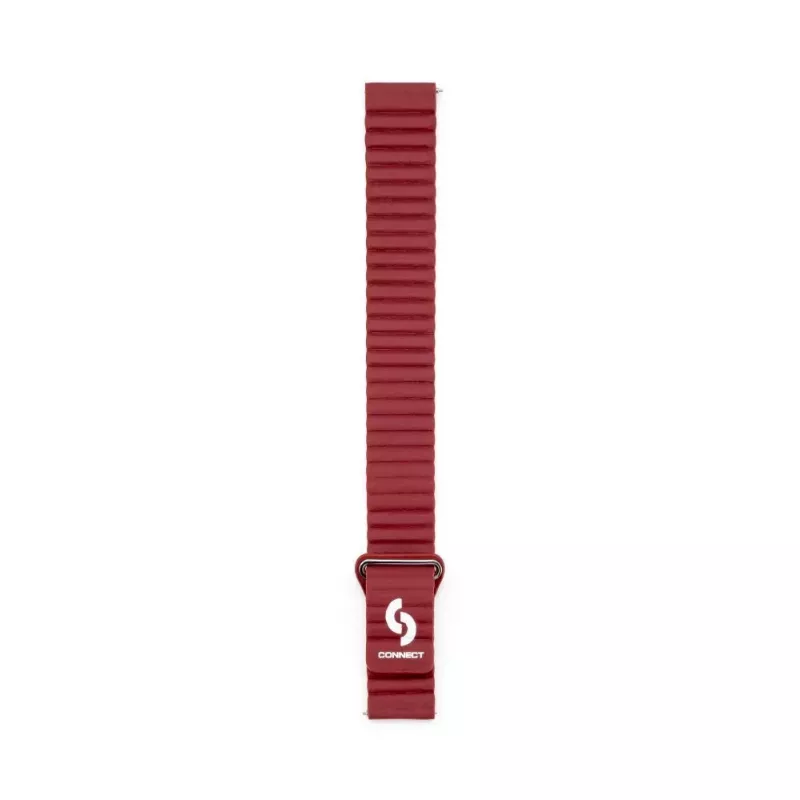 Connect 20mm magnetický kožený silikónový slučkový remienok s plochou sponou (130mm M/L) vínová