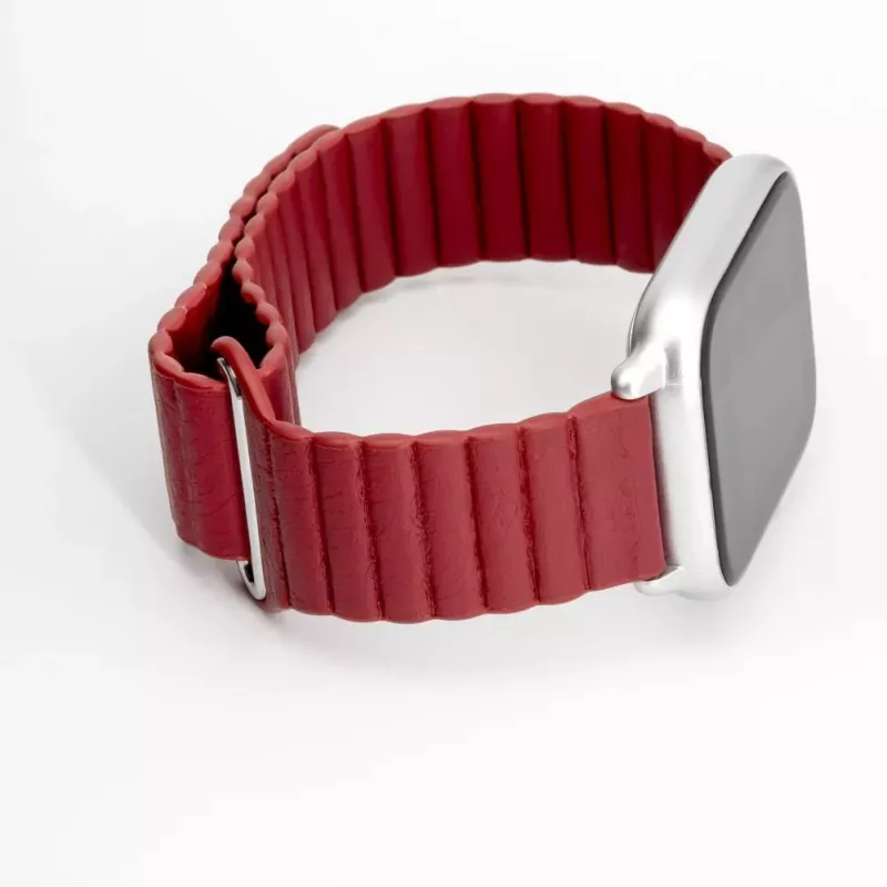 Connect 20mm magnetický kožený silikónový slučkový remienok s plochou sponou (130mm M/L) vínová
