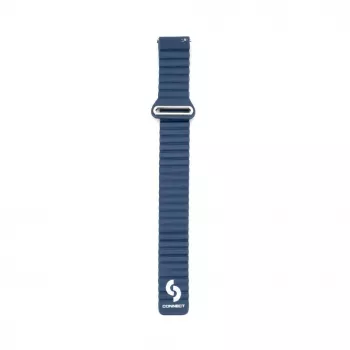 Connect 20mm magnetický kožený silikónový slučkový remienok na hodinky s plochou sponou (130mm M/L) Midnight Blue