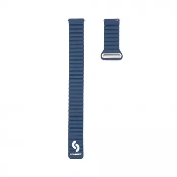 Connect 20mm magnetický kožený silikónový slučkový remienok na hodinky s plochou sponou (130mm M/L) Midnight Blue
