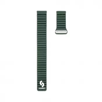 Connect 22mm magnetický kožený silikónový slučkový remienok s plochou sponou (130mm M/L) Forest Green