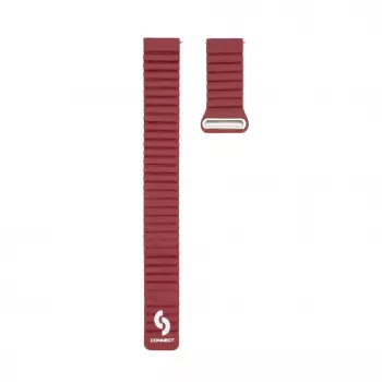 Connect 22mm magnetický kožený silikónový slučkový remienok na hodinky s plochou sponou (130mm M/L) vínová