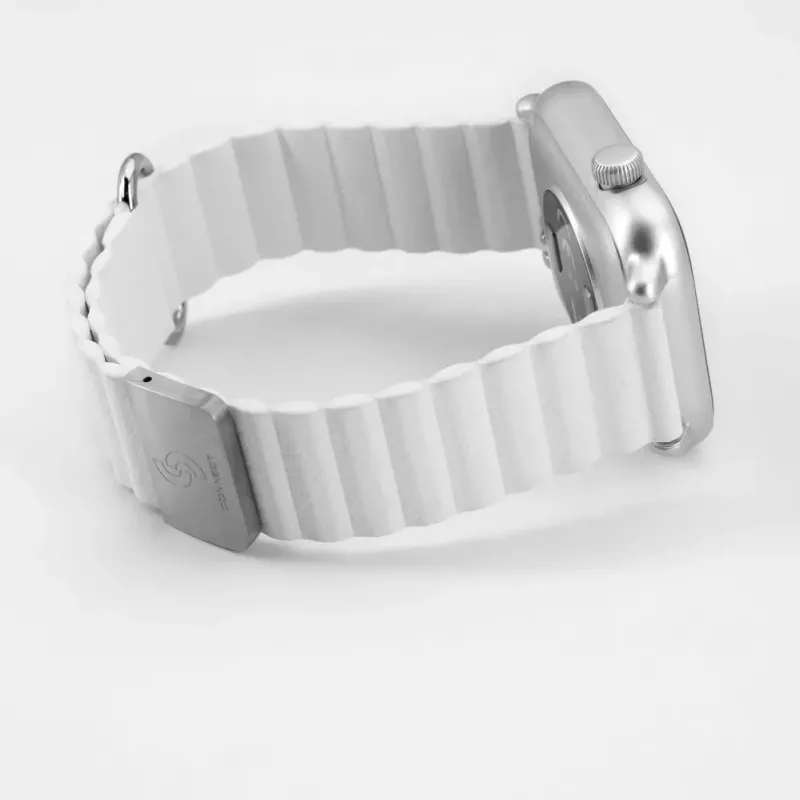 Connect 22mm magnetický remienok na hodinky s koženou zadnou sponou (130mm M/L) biela