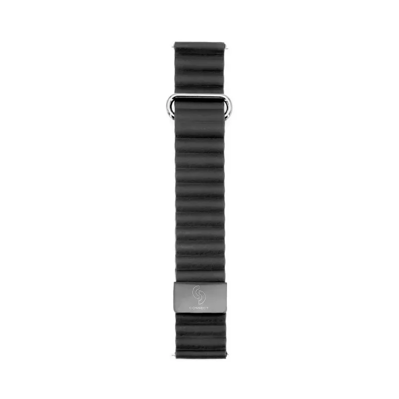 Connect 22mm magnetický remienok na hodinky s koženou zadnou sponou (130mm M/L) čierna