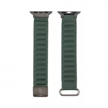 Connect Watch 42/44/45mm magnetický slučkový remienok z prémiovej PU kože Cedar Green