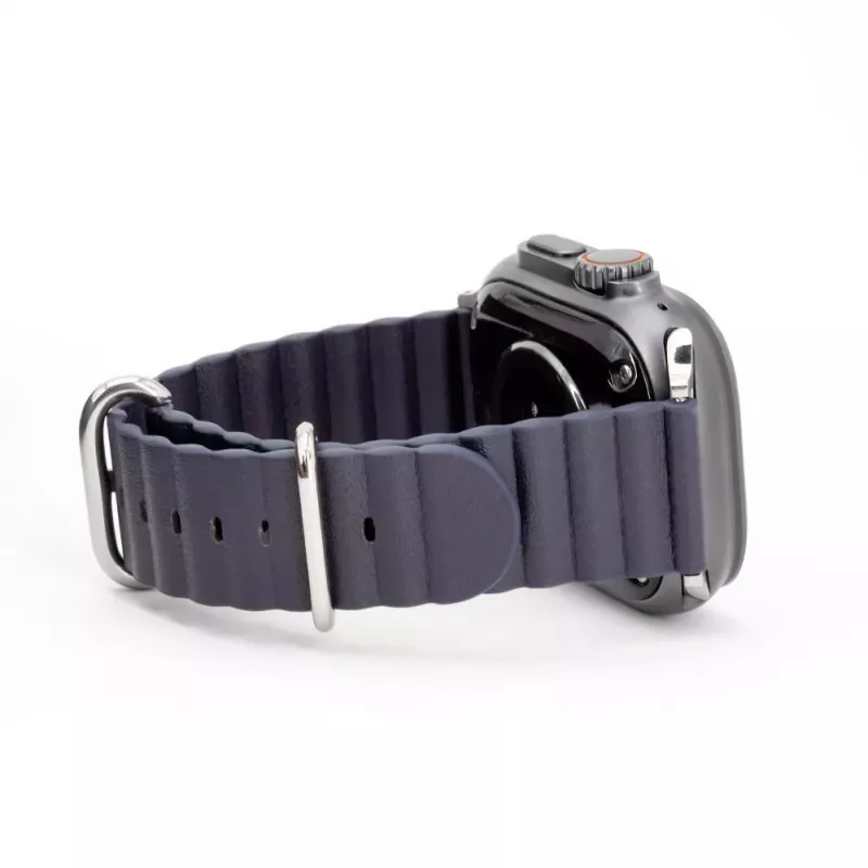 Connect Watch 42/44/45mm Marine kožený remienok námornícka modrý