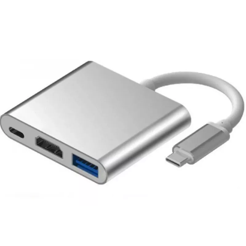 iLike HD1 3in1 USB-C na HDMI 4K / USB 3.0 / USB-C konektor samica adaptér strieborný