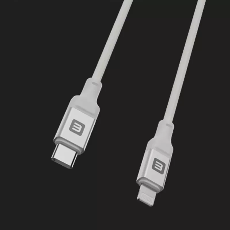 Evelatus USB-C na Lightning kábel 1,2m 60W (MFI09) hliníkové puzdro pletený biela