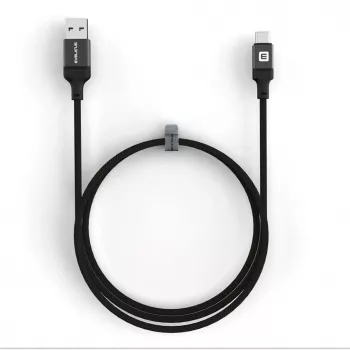 Evelatus USB-A na USB-C kábel 1,2 m opletený nylon čierny