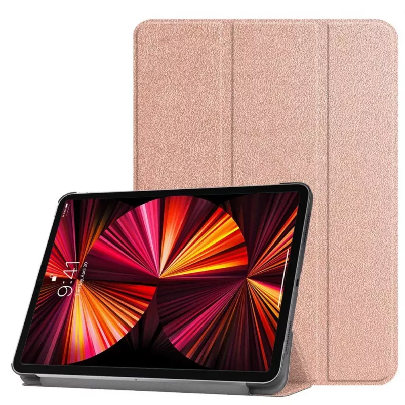 iLike iPad 10.2 Tri-Fold Eco-Leather Stand Case ružové zlato