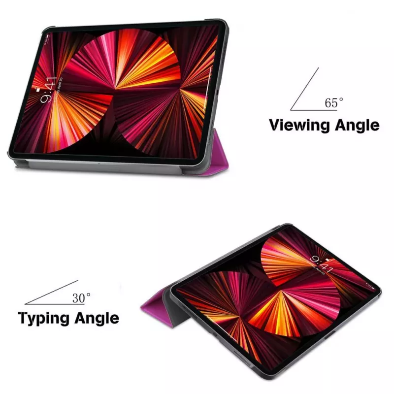 iLike Galaxy Tab S9 FE Plus Tri-Fold Eco-Leather puzdro s stojanom purpurové