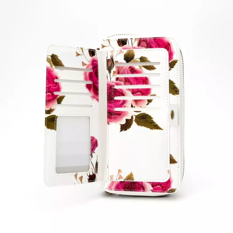EVELATUS Univerzálna peňaženka s dizajnom na zips Flower White