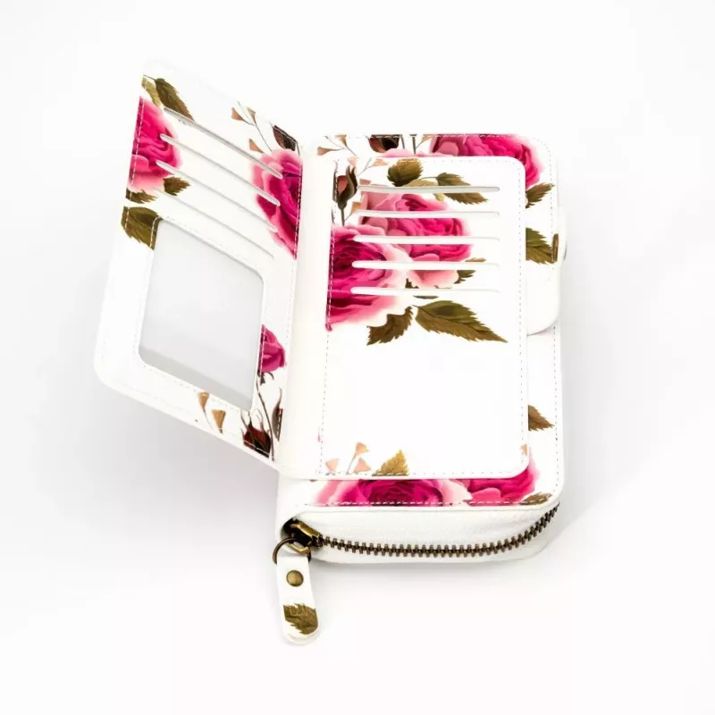 EVELATUS Univerzálna peňaženka s dizajnom na zips Flower White