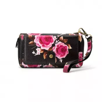 Evelatus Univerzálna peňaženka s dizajnom na zips Flower Black