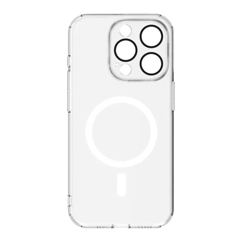 Connect Apple iPhone 15 Pro Max Priehľadné puzdro s magnetom a ochranou kamery transparentné