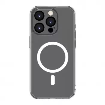 Connect Apple iPhone 15 Pro Max Priehľadné puzdro s magnetom a ochranou kamery transparentné
