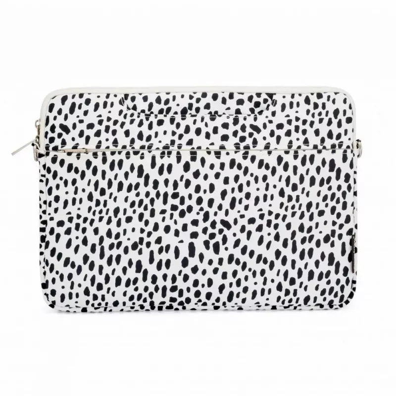 iLike 13-14 palcov látková taška na notebook s popruhom leopard biela
