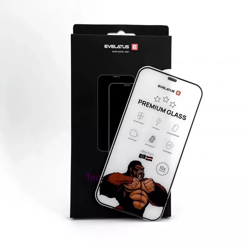 Evelatus Apple iPhone 15 Corning Gorilla Glass Anti-Statické 3D Full Cover 10X Silnejšie čierna