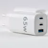 Evelatus 65W Max rýchla nabíjačka EU USB-C1/USB-C1/USB-A biela