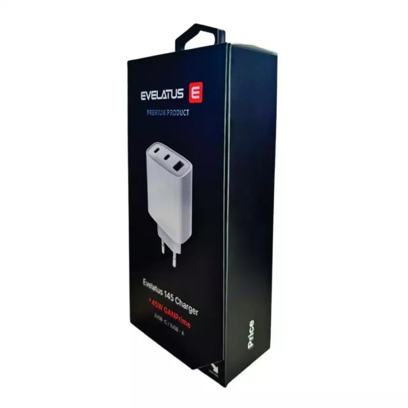 Evelatus 45W Max rýchla nabíjačka EU USB-C1/USB-C1/USB-A - RCE-4501ACCL biela