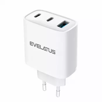Evelatus 45W Max rýchla nabíjačka EU USB-C1/USB-C1/USB-A - RCE-4501ACCL biela
