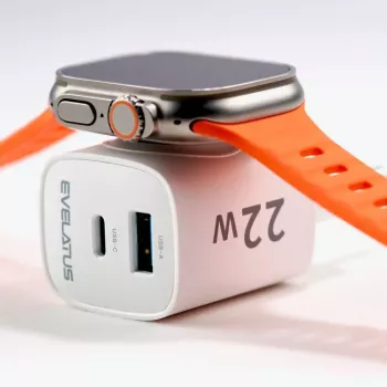 Evelatus 2 v 1 nabíjačka 20W Max USB-C+USB-A:15W Max USB-C+USB-A+bezdrôtové:15W+2W 17W Max biela