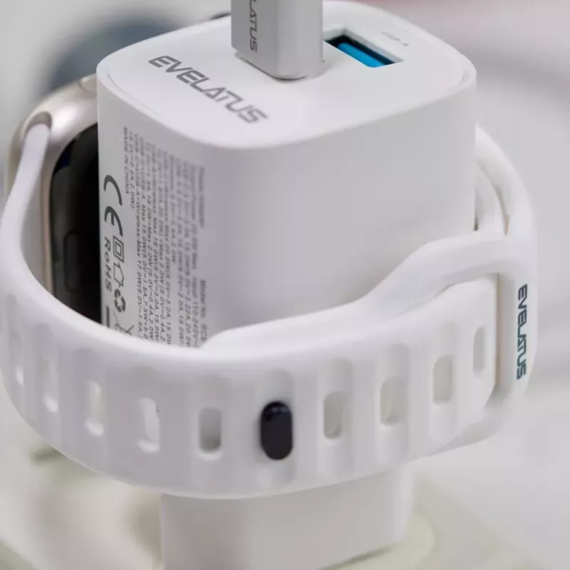 Evelatus 2 v 1 nabíjačka 20W Max USB-C+USB-A:15W Max USB-C+USB-A+bezdrôtové:15W+2W 17W Max biela