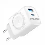 Evelatus 2 v 1 nabíjačka 20W Max USB-C+USB-A:15W Max USB-C+USB-A+bezdrôtové:15W+2W 17W Max biela