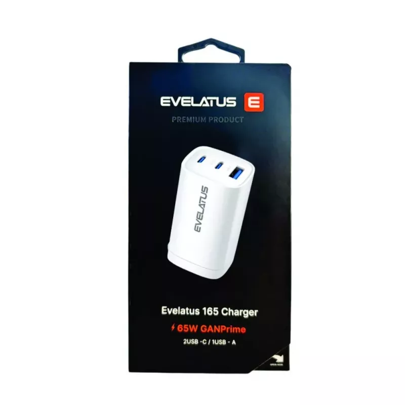 Evelatus 65W Max rýchla nabíjačka CN USB-C1/USB-C1/USB-A biela