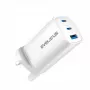 Evelatus 65W Max rýchla nabíjačka UK USB-C1/USB-C1/USB-A biela