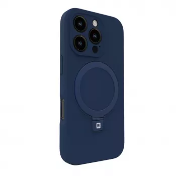 Evelatus Apple iPhone 16 Pro Premium Magsafe so stojanom Soft Touch silikónové puzdro tmavomodré
