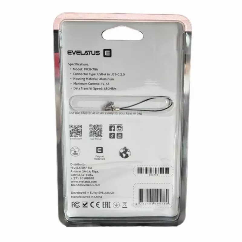 EVELATUS UltraLink OTG adaptér USB 3.0 na USB-C 5V 3A 480 Mb/s Abyss Blue