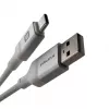 Evelatus kábel USB-A na USB-C 2M hliníkové puzdro pletený biely