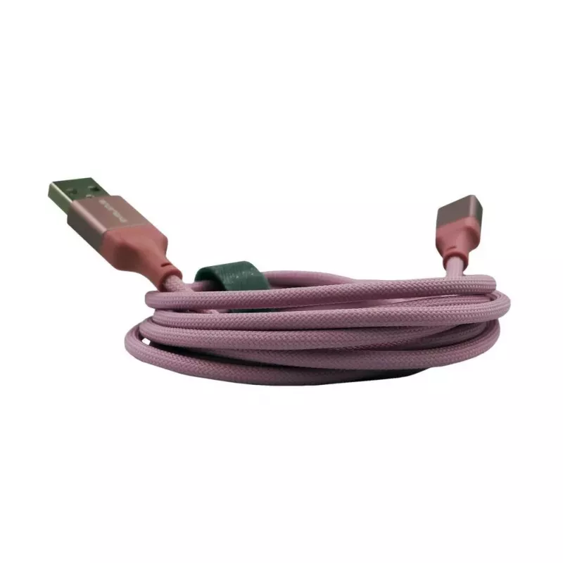 Evelatus kábel USB-A na USB-C 2M pletený nylon hliníkové puzdro ružový