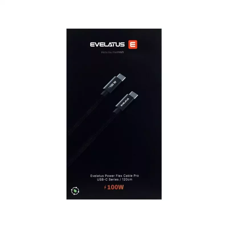 Evelatus Flex Cable Pro USB 2.0 Type-C na Type-C 1,2M 100W 5A čierny