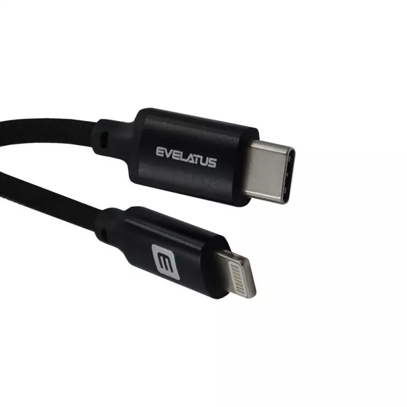 Evelatus AutoSpring špirálový kábel USB A na Lightning 1.2M kábel čierny