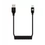 Evelatus AutoSpring špirálový kábel USB A na Lightning 1.2M kábel čierny