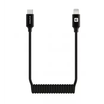 Evelatus AutoSpring špirálový kábel USB C na Lightning konektor 1.2M čierny
