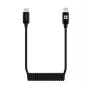 Evelatus AutoSpring špirálový kábel USB C na Lightning konektor 1.2M čierny