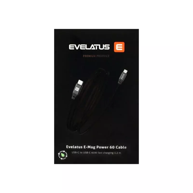 Evelatus E-Mag Power 60W USB-C na USB-C magnetický kábel 1,2m čierny